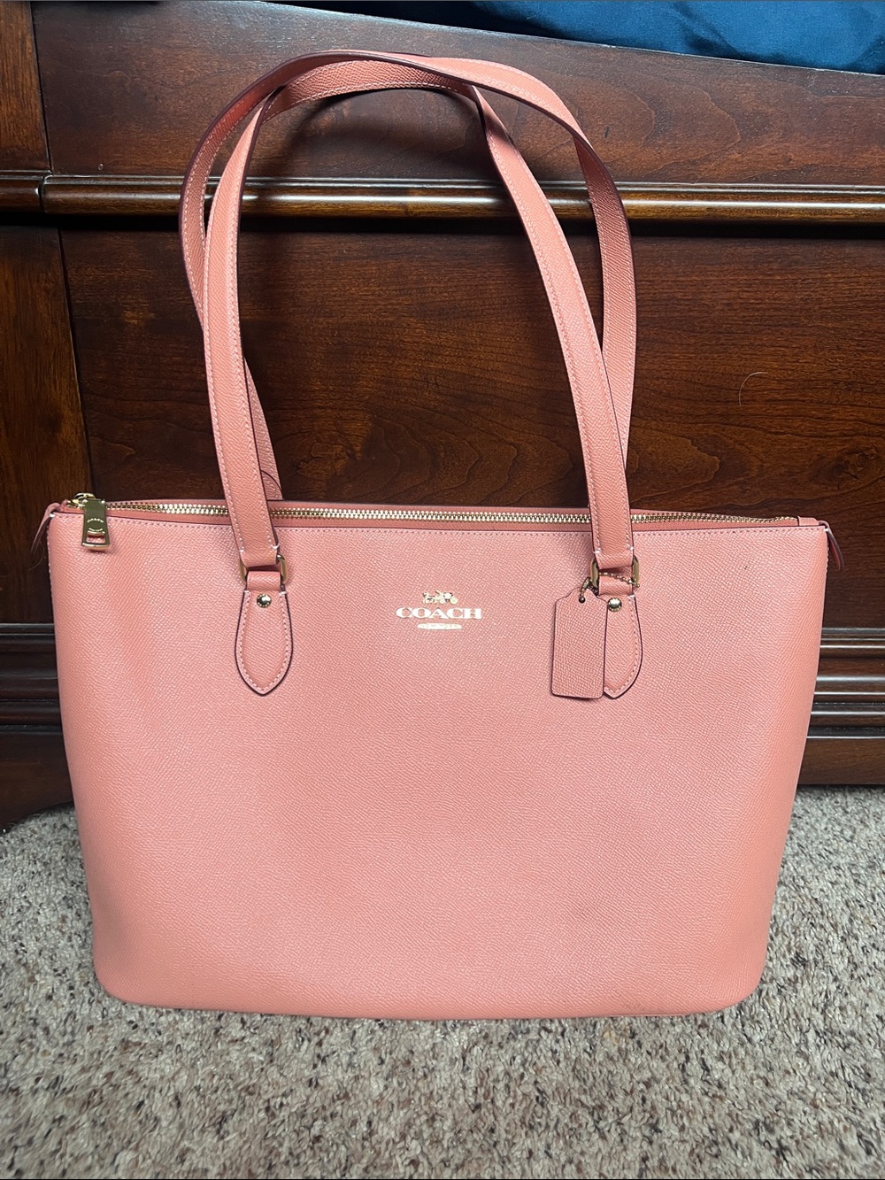 Coach Coral Pink Saffiano Leather Tote